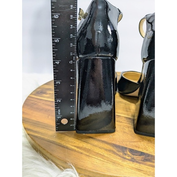 Jessica Simpson Black Patent Square Toe Block Heel Ankle Strap Pumps Womens 9.5M - Picture 3 of 8